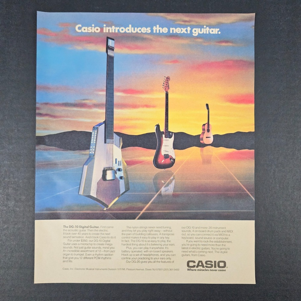 1987 Casio Electric Electronic Acoustic Guitars Vintage Print Ad DG-10 Digital